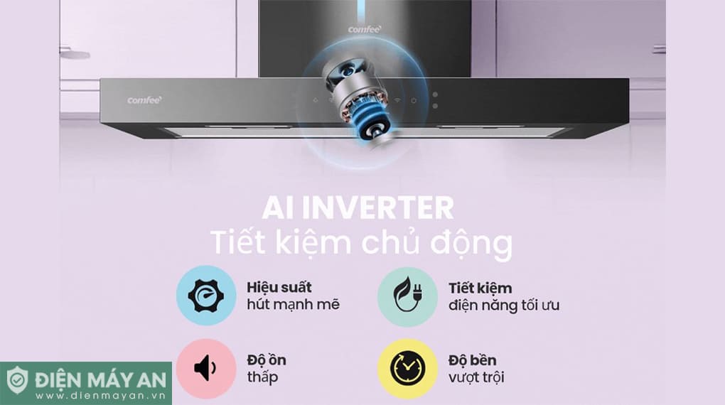 Máy hút mùi áp tường Comfee AI Connect CH-70TM77B